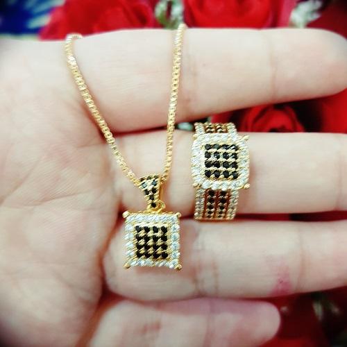 kalung cincin kotak xuping gold silver cantik