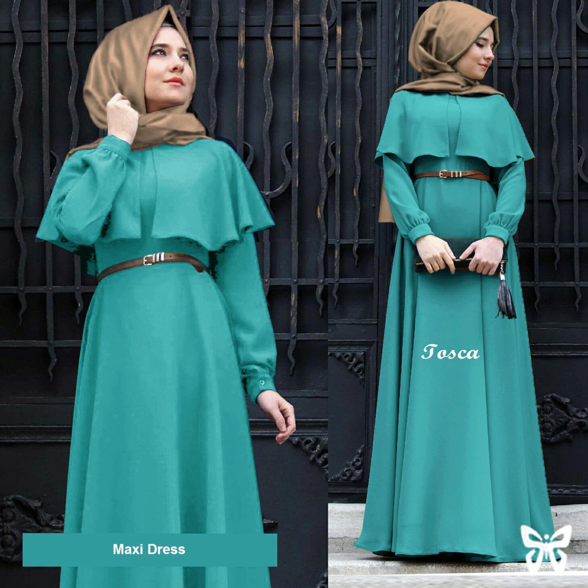 Flavia Store Maxi Dress Lengan Panjang Set 2 in 1 FS0623 - TOSCA / Gamis Syari / Gaun Pesta Muslimah / Baju Muslim Wanita Syar'i / Hijab / Srclara