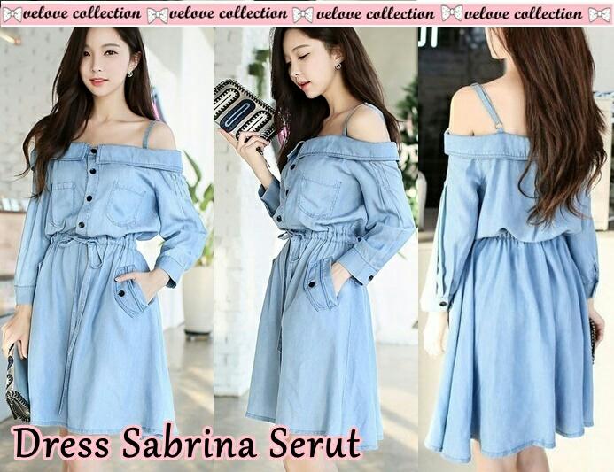 J&C Dress Sabrina Serut / Casual Dress / Dress Kasual / Mini Dress Denim / Midi Dress Denim / Denim Dress / Dress Denim / Off Shoulder Denim / Atasan Model Tank Top