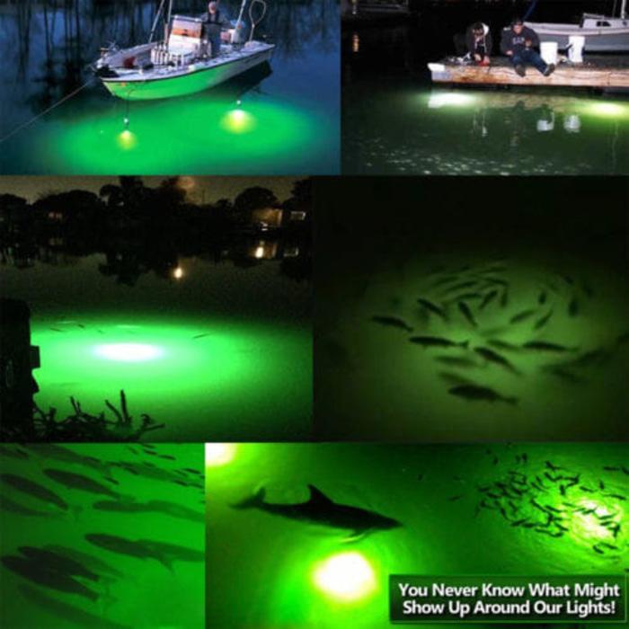 Lampu Mancing Bawah Air (Hijau) - Pemikat Pancing Ikan 10.8W, Kabel 6M - wWzorn
