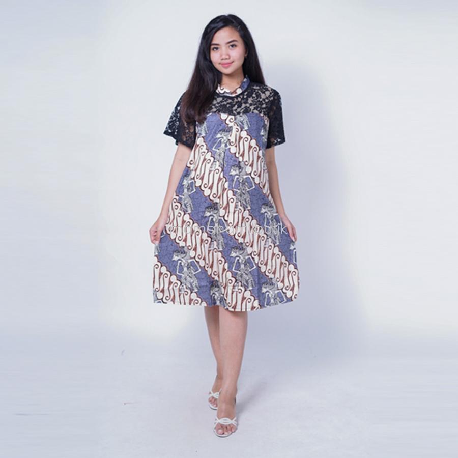 Ning Ayu Dress Batik Menyusui Wayang Brokat - BTK 160 / Baju Hamil dan Menyusui/ Baju Ibu Menyusui / Baju Ibu Menyusui Lengan Panjang / Baju Gamis Ibu Menyusui / Baju Daster Ibu Menyusui / Baju Wanita Menyusui