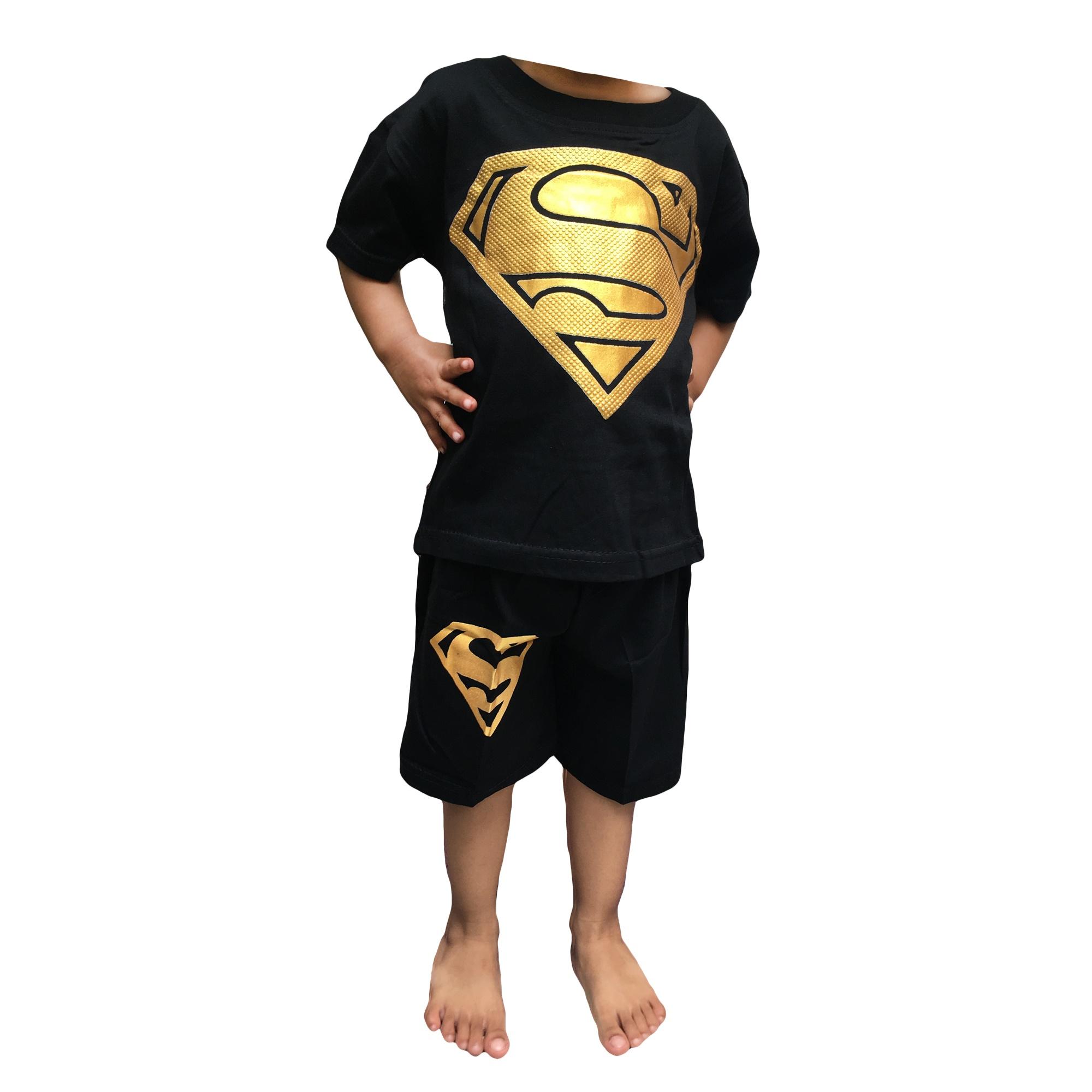 HM SETELAN ANAK SUPERMAN KAOS ANAK KARAKTER 2-7tahun
