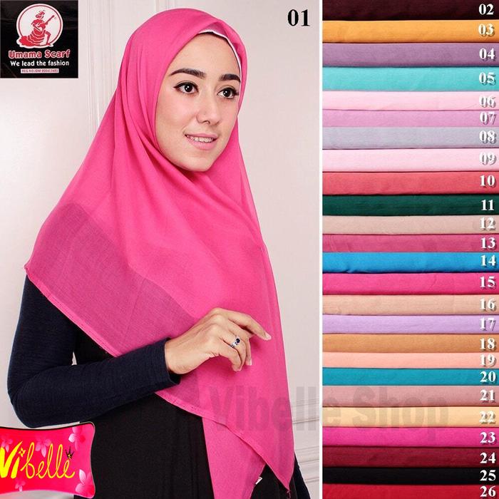 Hijab Jilbab Kerudung Segi empat Paris Umama Warna Polos Jilbab Muslim