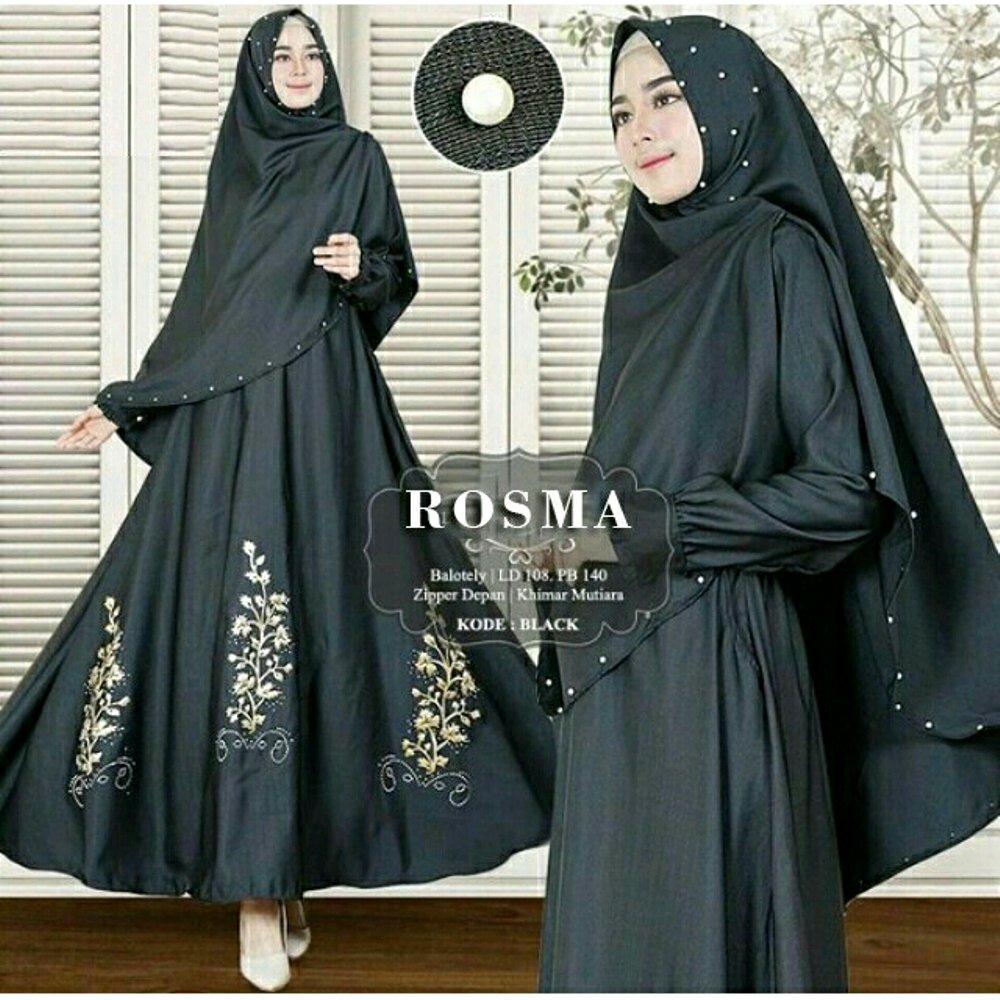 Gamis Muslim Gamis Remaja Gamis Syari Busana Muslim Busana Remaja ROSMA SYARI PLUS BERGO PERNIK MUTIARA Blck