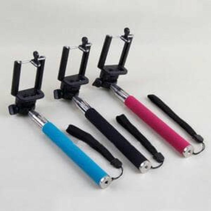 Tongsis Monopod Holder U (Maksimal Lebar Smartphone 7cm) Universal Terbaru Good Quality - Tongkat Narsis Untuk Foto Kamera HP / Tongsis Selfie Stick Kabel With Shutter Button Murah Berkualitas