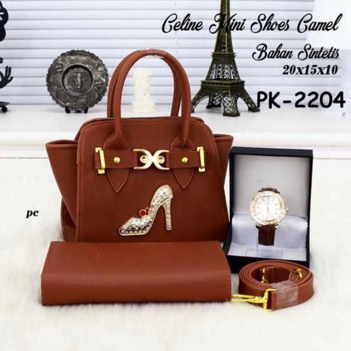 Tas Murah + BONUS / PK-2204 / Tas Wanta Model Terbaru / Tas Selempang Wanita / Tas Kerja Wanita Harian Branded Paket 3in1 / Tas Fashion Wanita Slempang Bahu Jinjing Cewek Cewe