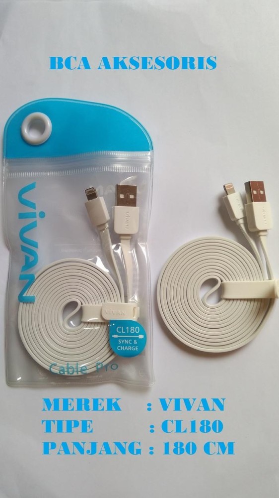 KABEL DATA VIVAN CL180 / CL 180 IPHONE 5 5S 6 6S ORIGINAL 100%