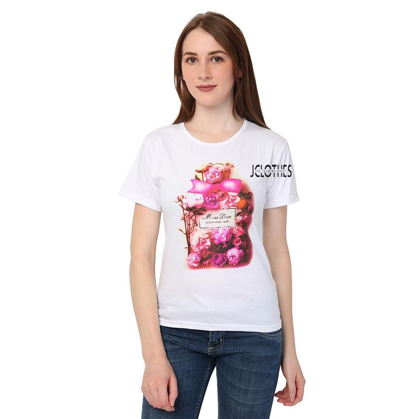 JCLOTHES Kaos Cewe / Tumblr Tee / Kaos Wanita Lengan Pendek Dior Flower
