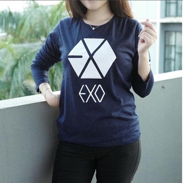 Baju Kaos Lengan Panjang EXO Untuk Cewe Tumblr Tee
