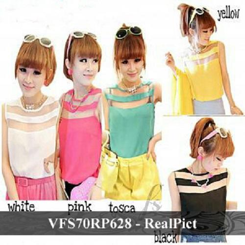 VLOVI - Promo Blouse Sabrina Murah Baju Wanita Import berkualitas - VFS70RP628 REALPICT 628 PINK