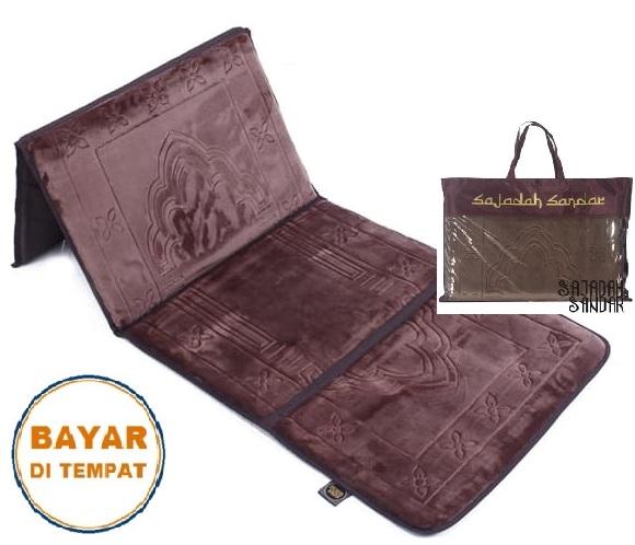 (COKLAT) 1 Sajadah Sandar Surabaya 100% Premium Quality Sajadah Lipat Portable Beludru