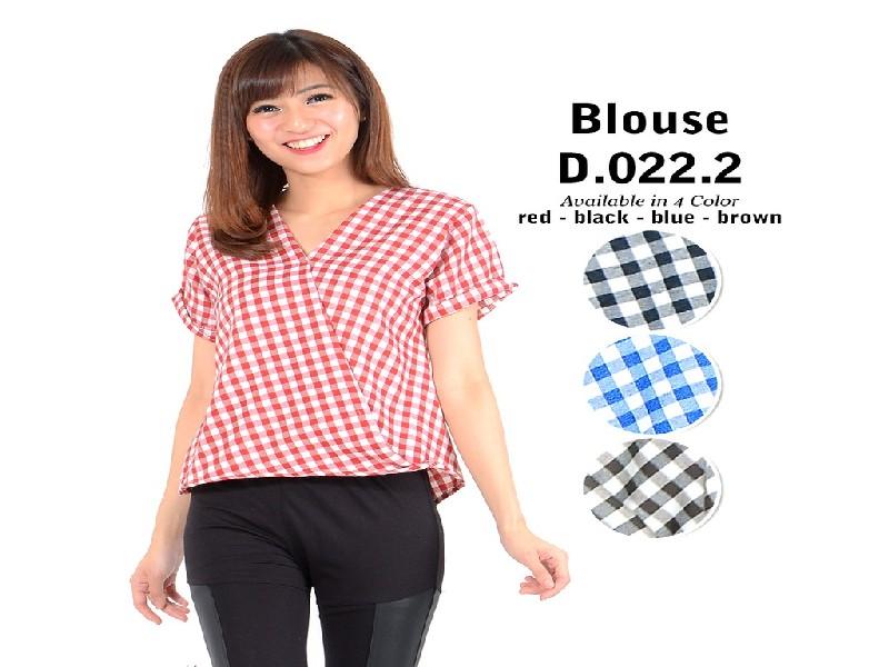 Fashion Baju Blouse Atasan Kemeja Kerja Murah Wanita/Cewek Kekinian D0222 Yukata Kotak