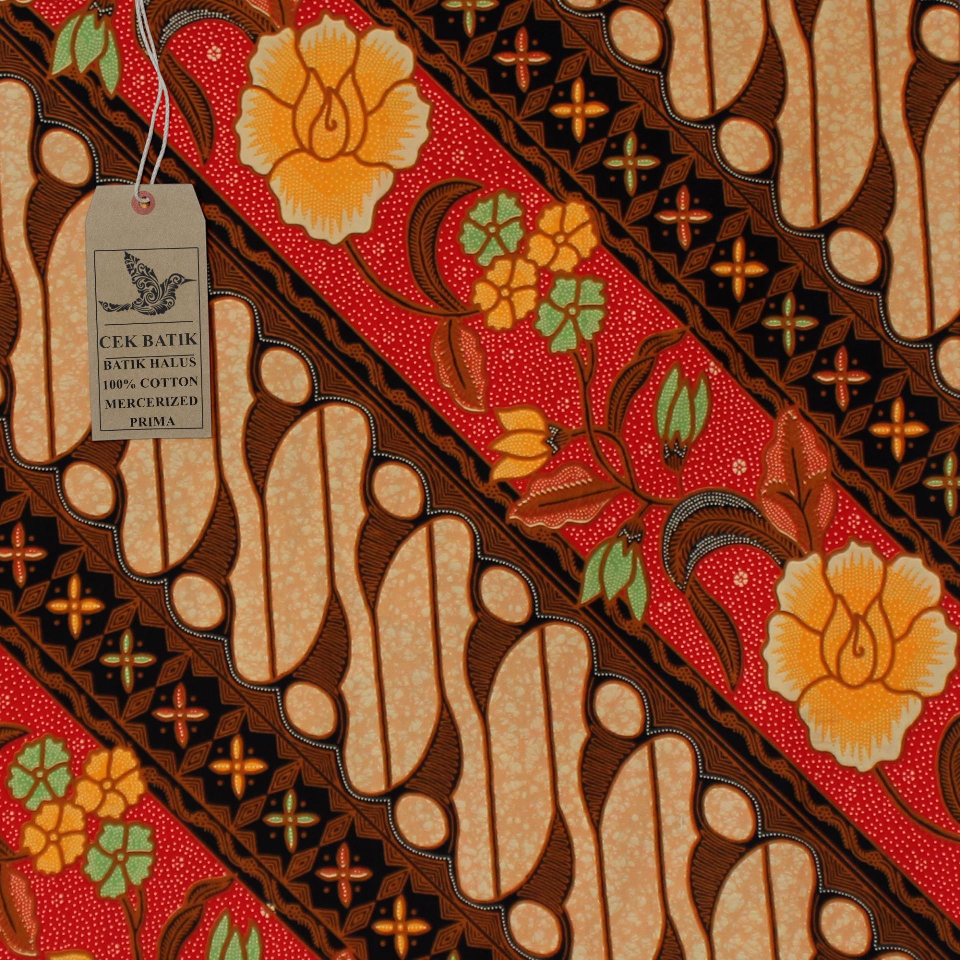 Cek Batik - Kain Batik Motif Etnik & Modern Pesona Parang Bunga Gading (Merah)