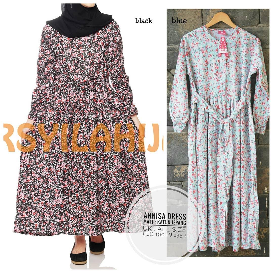 Baju Original Gamis Annisa Dress Cotton Jepang Pakaian Wanita Panjang Muslim Simple Casual Baju Hijab Syar’I Modern Baju Gaun Pesta Modis Trendy Baju Model Terbaru