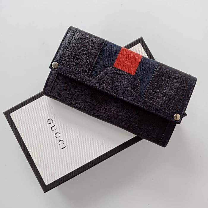 DOMPET GUCCI ORIGINAL - GUCCI VINATGE WEB CANVAS WALLET BLACK