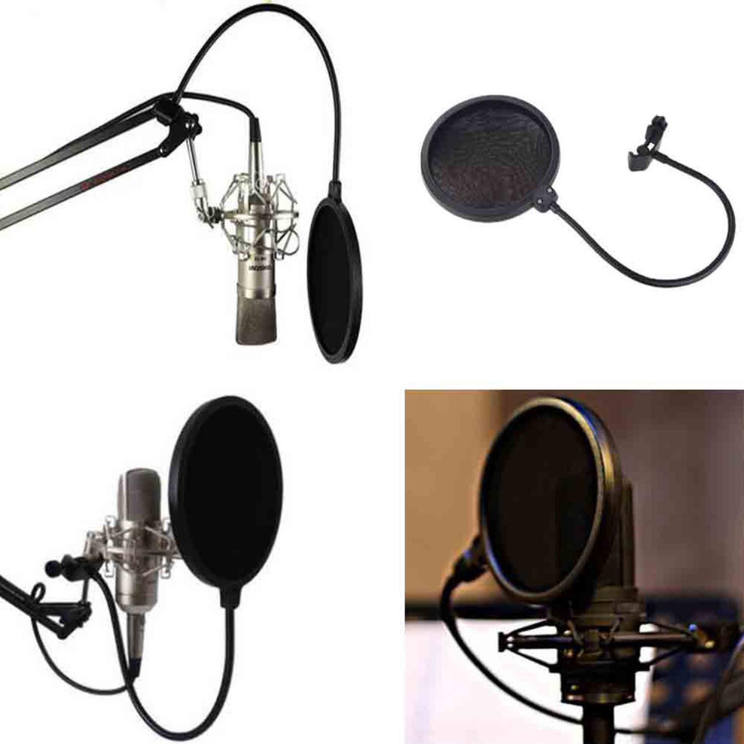 Mikrofon karaoke/Mikrofon bluetooth/Mikrofon hp/Mikrofon wireless/Mikrofon gaming/Mikrofon studio/Mikrofon laptop Pop Filter Mikrofon Dual Layer Windscreen