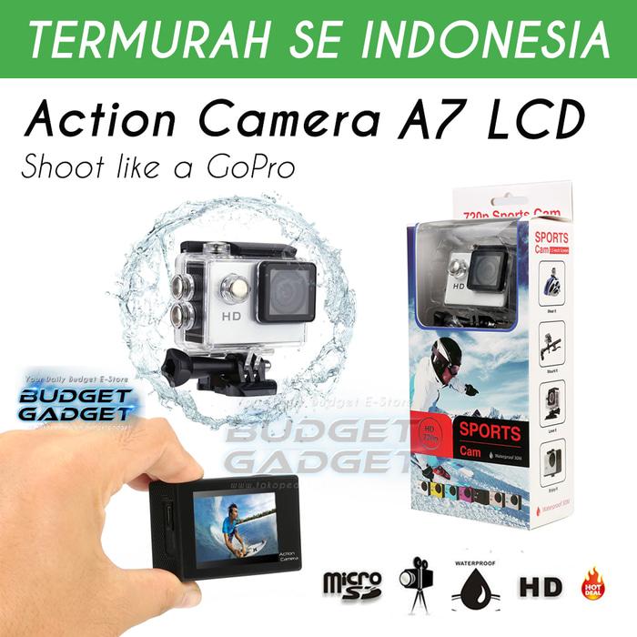 Action Camera A7 30M Waterproof 720P + LCD Screen + Aksesoris
