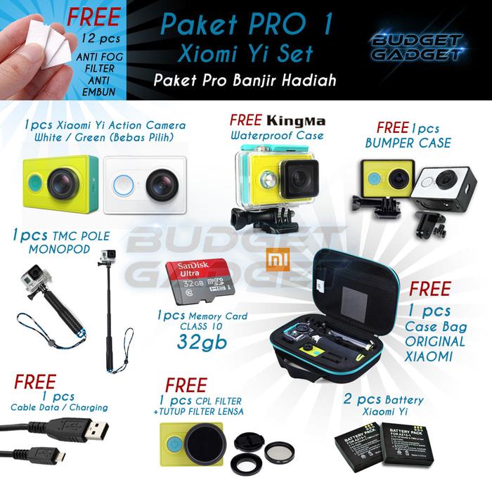 Paket Hemat Lengkap Xiaomi Yi (PRO 1) SUPER BONUS By Budget Gadget