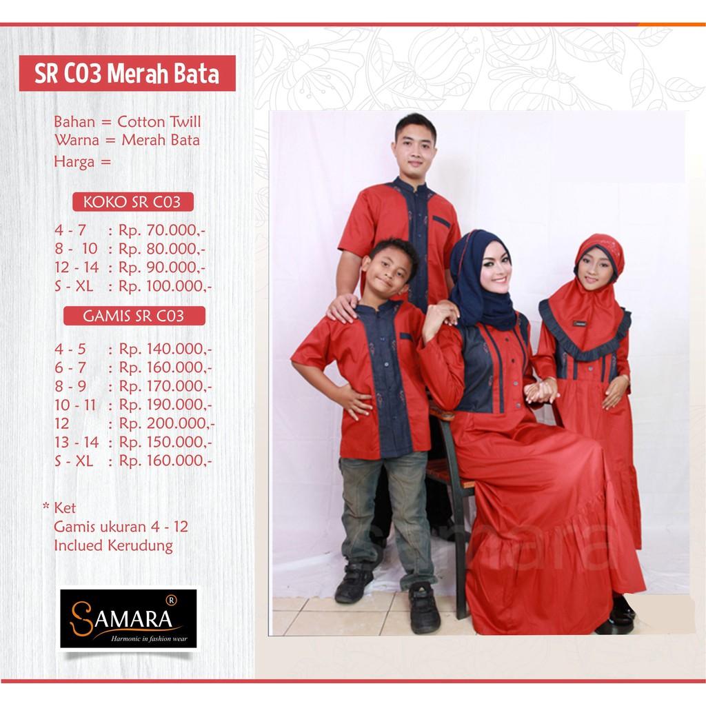 Baju Couple Busana Muslim Sarimbit Gamis Syari Koko Pria Anak Wanita Keluarga Lebaran / G.C03 Merah Gamis M