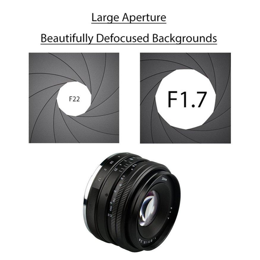 Hangat 35 Mm F1.7 E-Mount Lensa Utama untuk Sony Kamera Mirrorless Manual Lensa Fokus Hitam