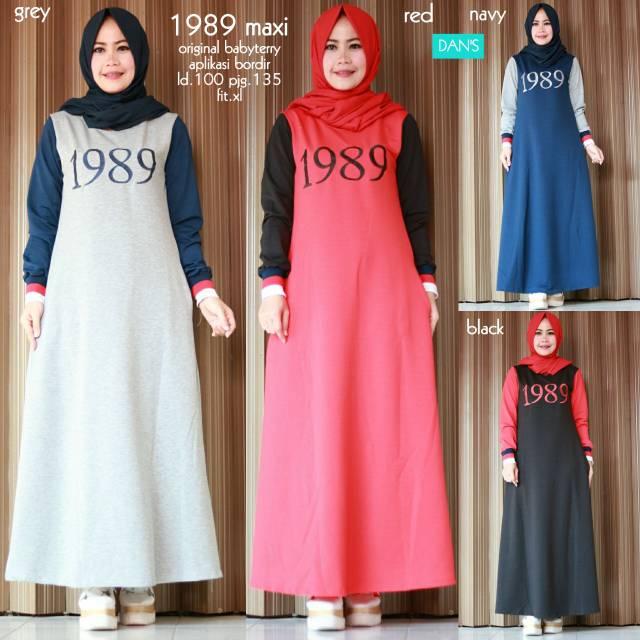 Baju Gamis Wanita Bahan Babyterry 1989 Maxi