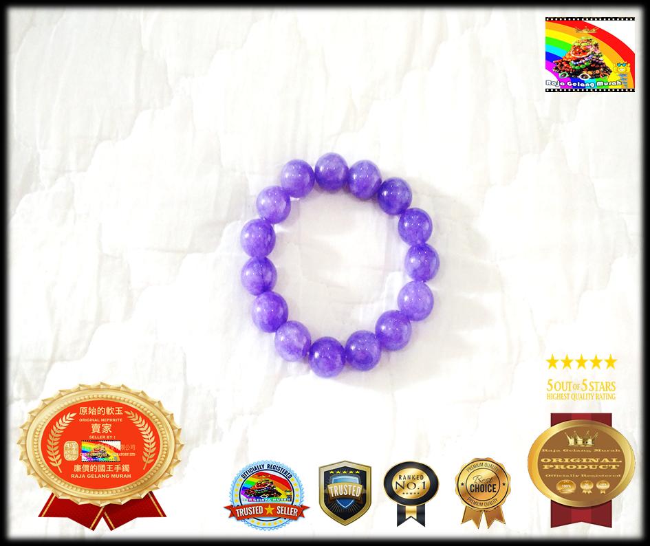 GELANG BATU GIOK ASLI UNGU BULAT