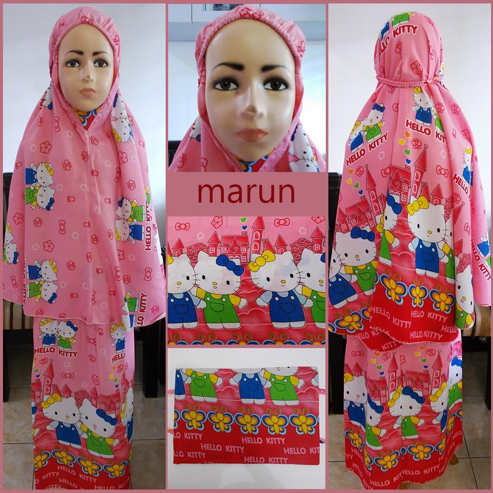Mukena Bali Anak 2-3 th Motif Hello Kitty Kostum Unik warna Toska