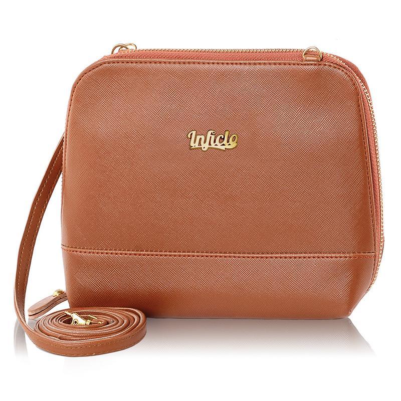 Inficlo SPT 741 Tas Selempang Wanita - bahan spon prada - - Murah & berkualitas (coklat)