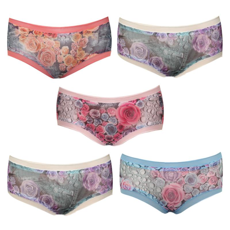 EELIC CDW-68411 1 SET ISI 5PCS CELANA DALAM WANITA DEWASA WARNA MIX ( 2 PCS PUTIH +1 PCS PEACH + 1 PCS BIRU +1 PCS PINK ) MOTIF BUNGA DENGAN PINGGIRAN FURING