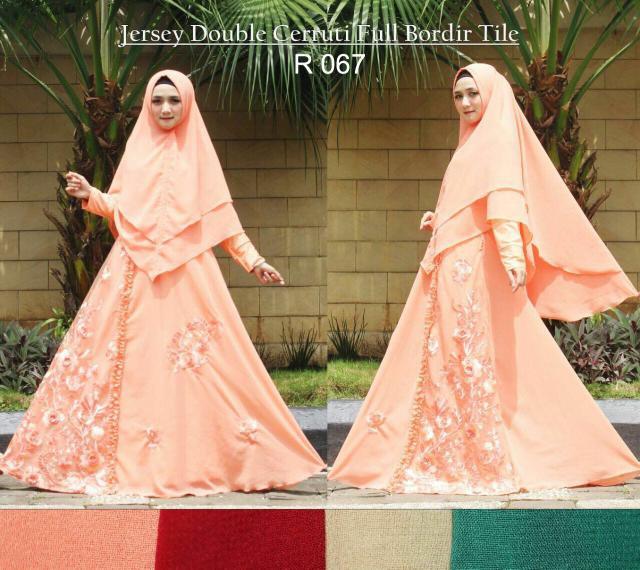 Set Syari/Gamis/Gamis Mewah/Gamis Pesta/Baju Muslim Wanita Safira 3D Merah
