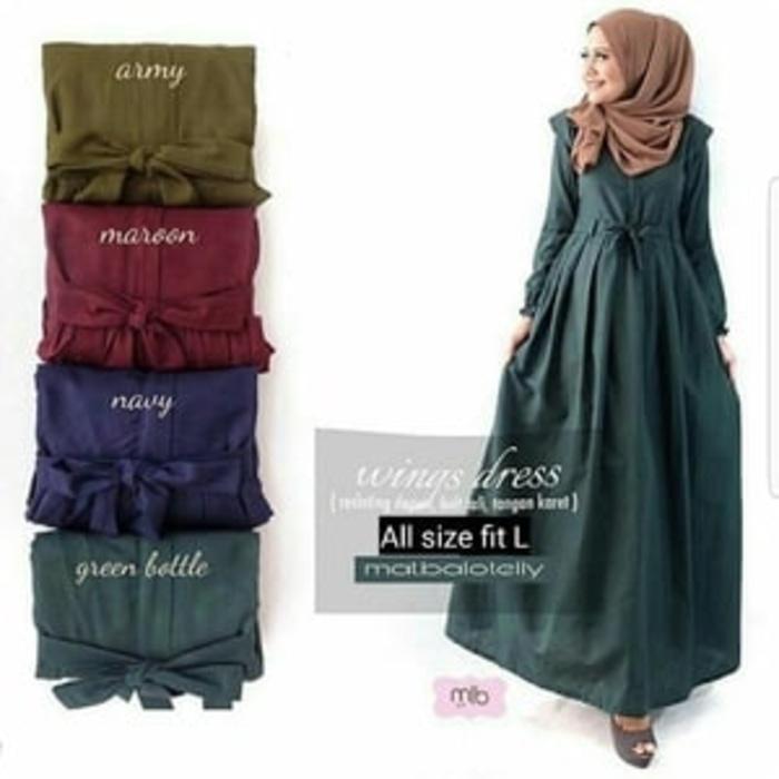 Gamis polos busui / Baju muslim wanita / Dress murah : New Wings Dress- Gamis wanita masa kini