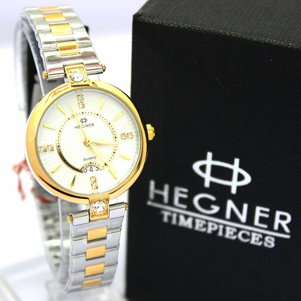 Hegner H5003 Jam Tangan Wanita Stainless Steel Silver Combi Gold