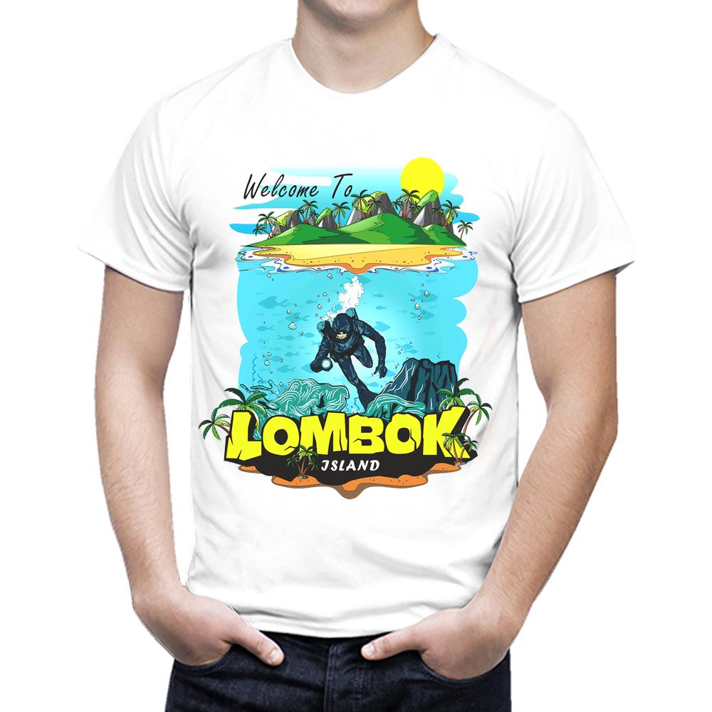 Kaos Distro / kaos 3d / kaos pria / Fashion Pria / Atasan Pria / Kaos Pulau Lombok Putih