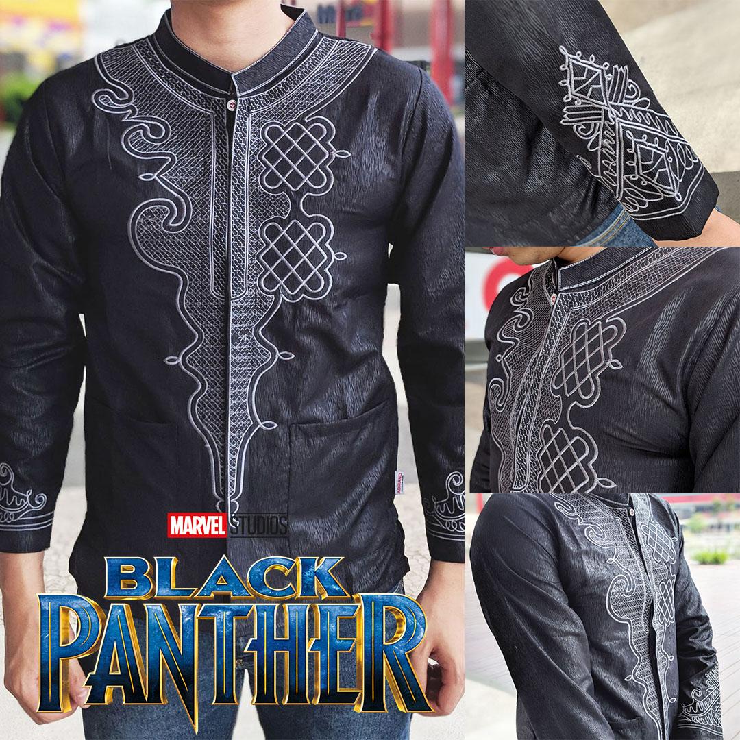 Menstream_id Baju Koko Baju Muslim Baju Muslim Pria Koko Modern Koko Pria Black Panther Wakanda Premium Hitam