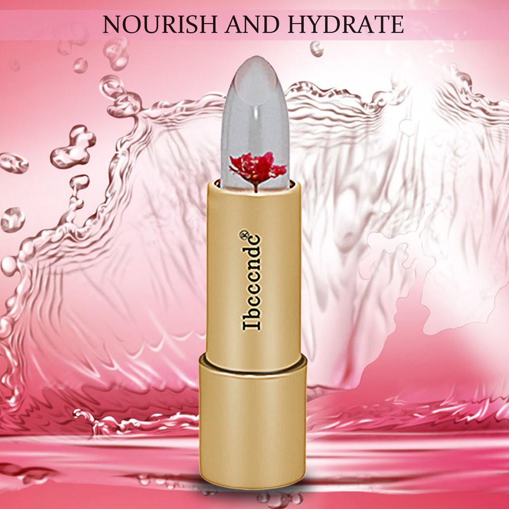 IBCCCNDC Lipstik+Pelembab Bunga Essen Dapat Berubah Warna Sesuai Tempertatur Warna Merah/Pink