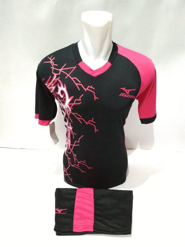 setelan olahraga kaos bola jersey futsal baju volly mizuno lightning hitam pink