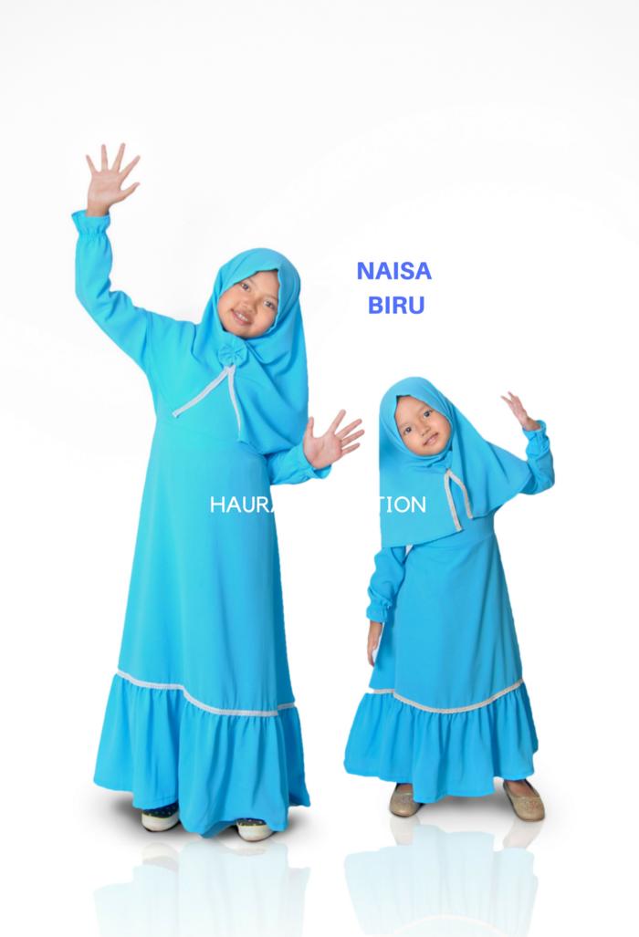 Baju muslimgamis anak perempuan warna biru