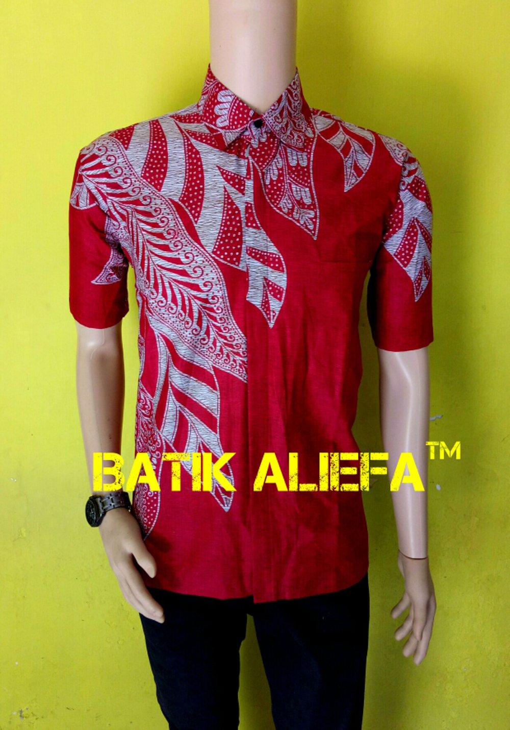 Kemeja Hem Baju Batik Pria Daun Besar Merah Trand Fashion Pekalongan Indonesia Terbaru KHUSUS XXL di lapak Batik Aliefa Pekalongan aliefa99