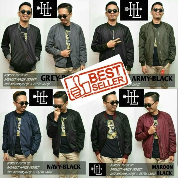 Terbaru Jaket Windbreaker Original Pria Bomber Parasut Parka Cowok - Kdm58d