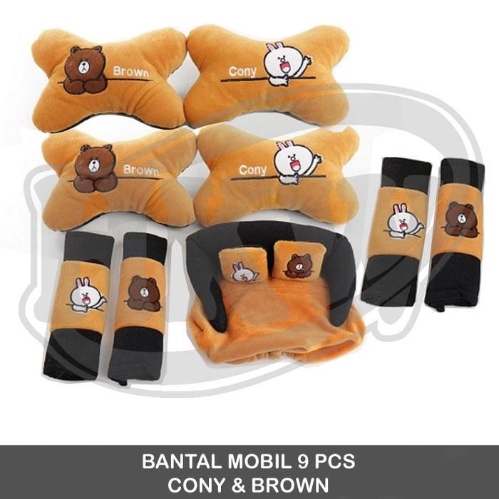 Bantal 9 Pcs Cony Brown Line Mobil Grand Livina