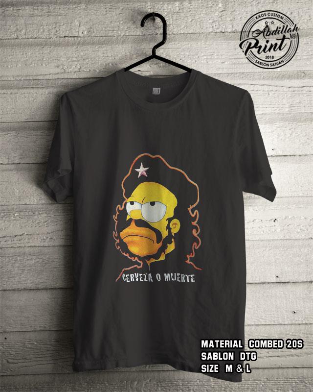 Kaos Distro Custom Design T Shirt Casual Atasan Pria Wanita Cotton Combed 20s Sablon DTG Quality Export - The Simpson Cervesa - Black