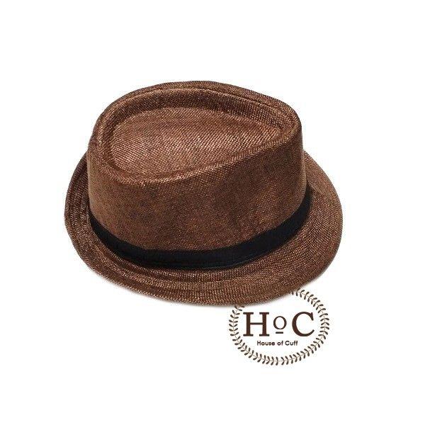 Houseofcuff Topi Fedora Hat DARK BROWN LISTED FEDORA HAT