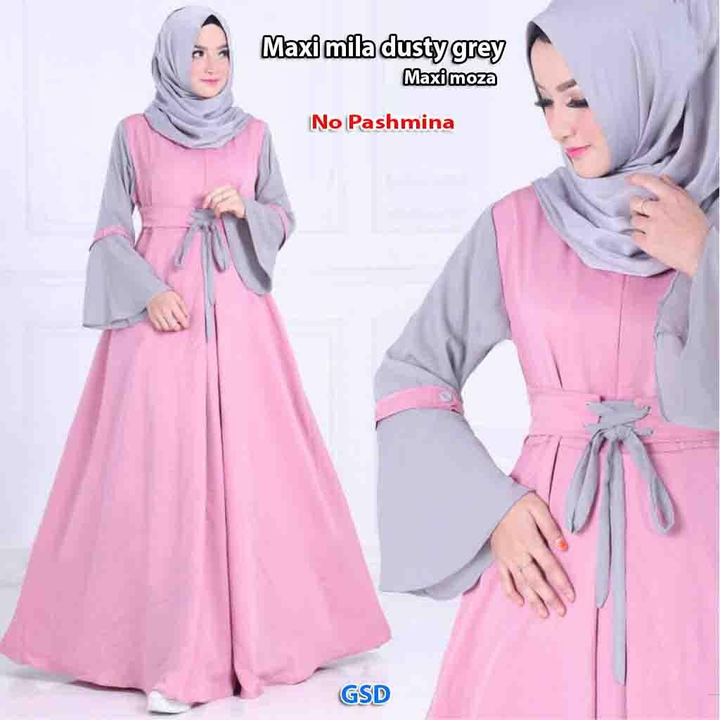 GSD - Baju Wanita / Baju Busui / Dress Muslim / Baju Gamis / Gamis Syari Busui - Maxi Moza Dusty