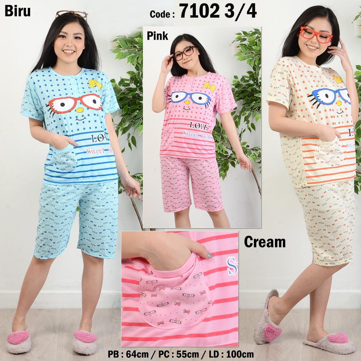 ADORA BABYDOLL / PIYAMA / BAJU TIDUR 7102 3/4 LOVE SWEET HELLO