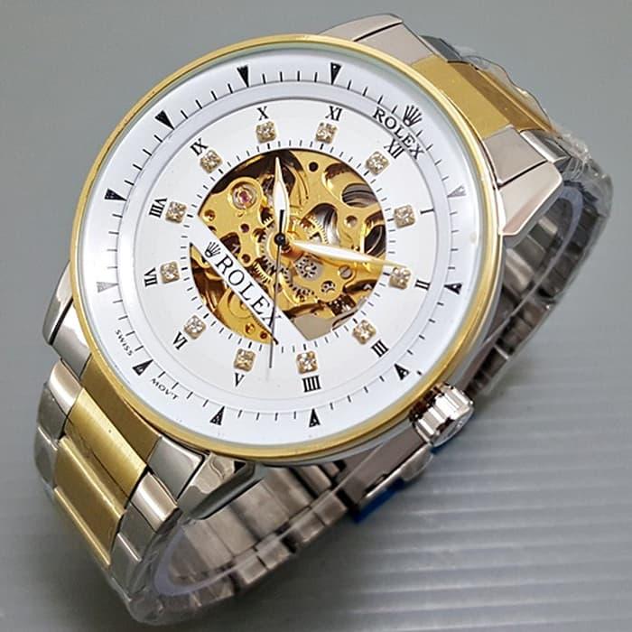 HARGA PROMO!! Jam Tangan Pria / Cowok Rolex Rantai Big Size Diamond Automatic