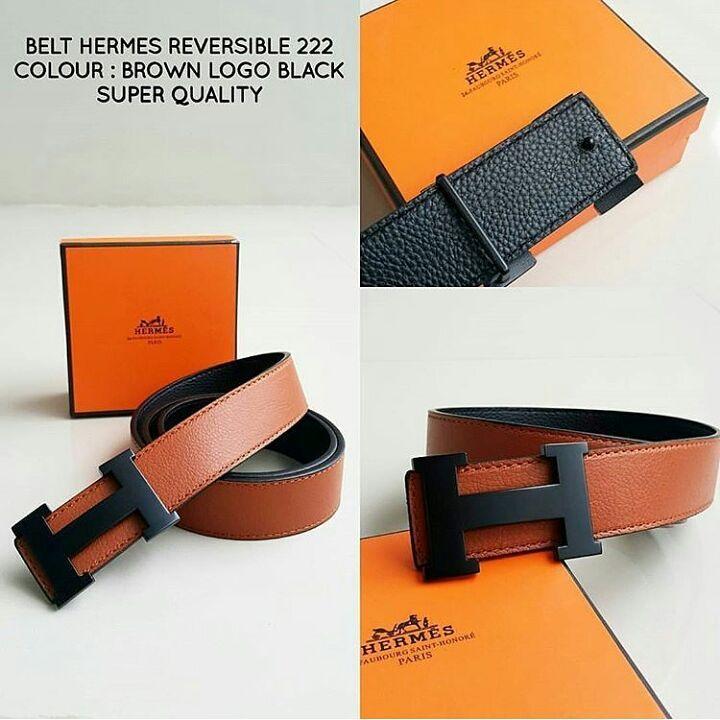 ikat pinggang Hermes Revesible 222 Brown Logo Black