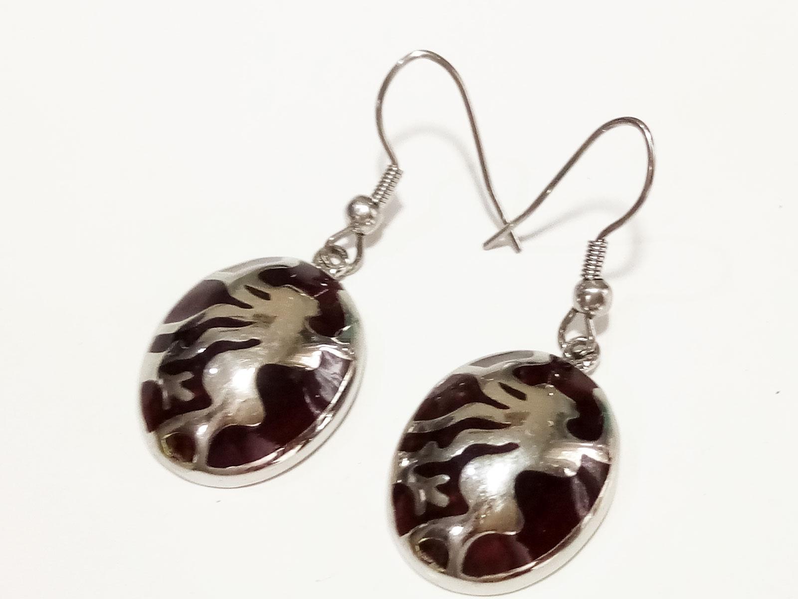 VeE Anting Wanita Titanium batu Giok Coklat Oval M3 - Terapi Kesehatan
