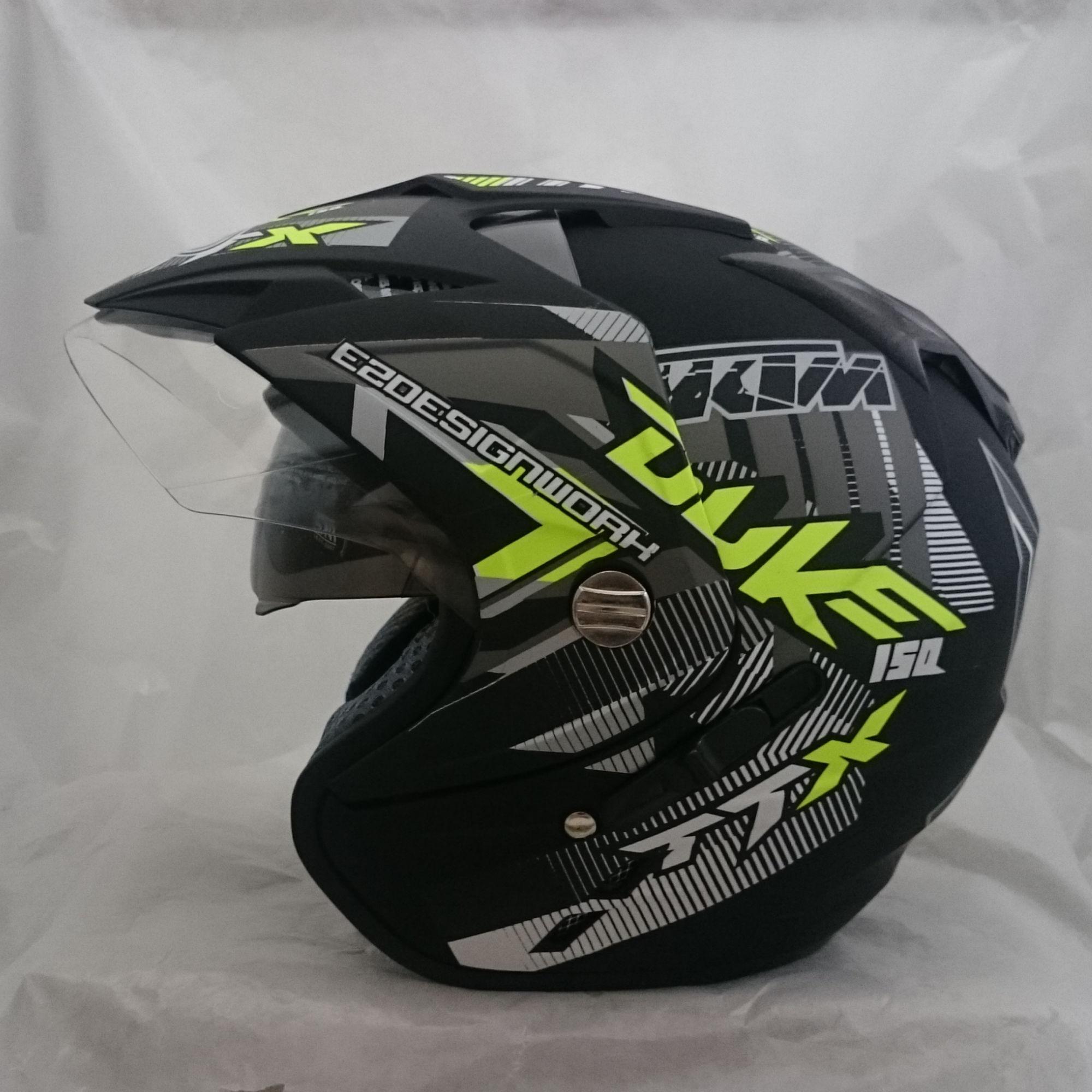 Helm DMN 2 kaca (double visor) Duke Black doff yellow