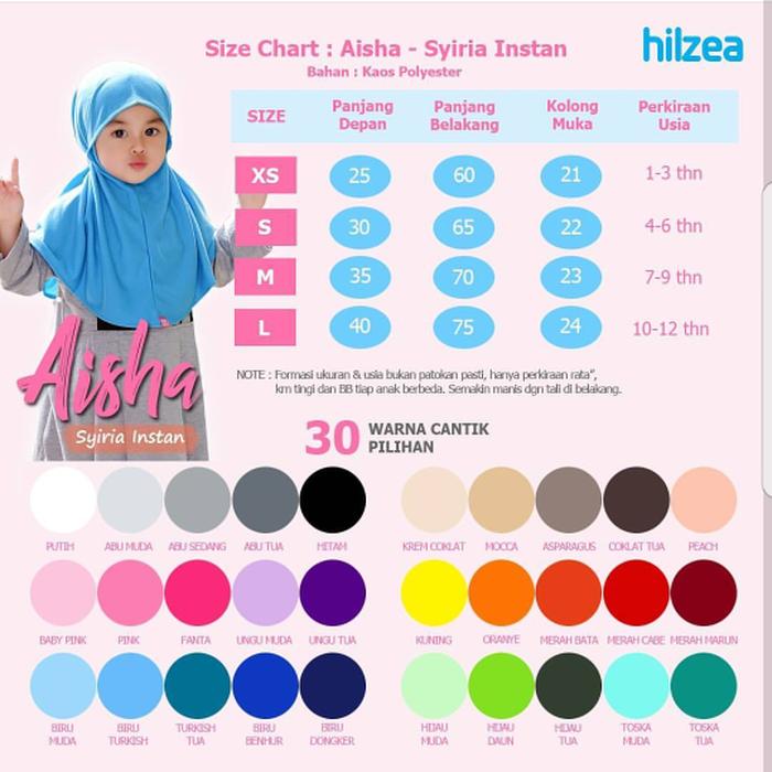 Jilbab Anak Syria Instan - Size XS / S / M / L