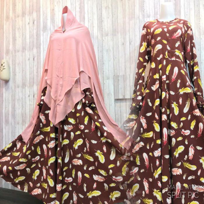 Adzra Gamis syari murah /Busana muslim wanita - Calya Dress - Coklat